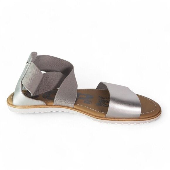 Sorel Ella Leather Open Toe Flat Strappy Sandals Silver NL3202-034 Women's 9.5 - Picture 7 of 11